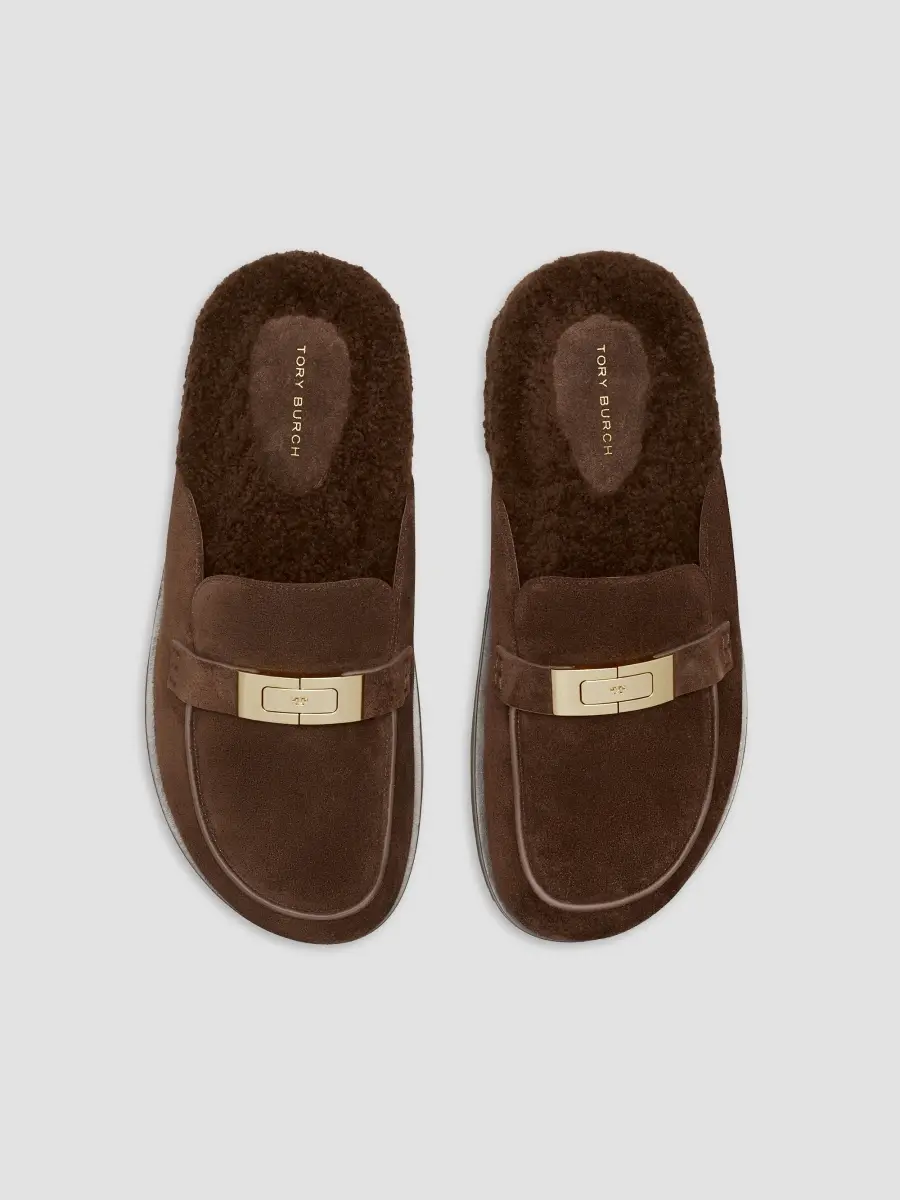 Tory Burch Women's Leelee Shearling-Lined Suede Mules | Thumbnail 5