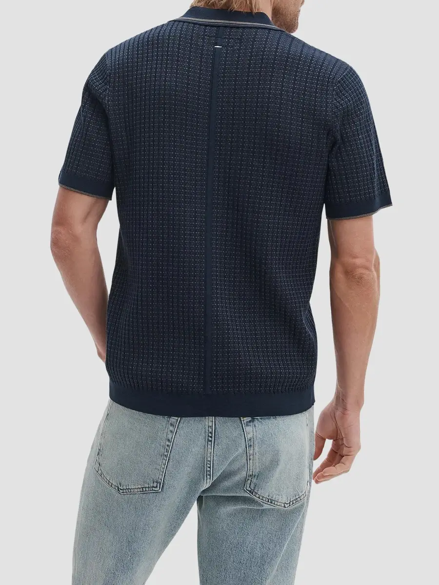 rag & bone Men's Harvey Rib-Knit Cotton-Blend Polo Shirt | Thumbnail 4 rag & bone Men's Harvey Rib-Knit Cotton-Blend Polo Shirt | Thumbnail 4