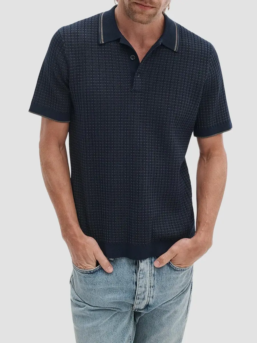 rag & bone Men's Harvey Rib-Knit Cotton-Blend Polo Shirt | Thumbnail 5 rag & bone Men's Harvey Rib-Knit Cotton-Blend Polo Shirt | Thumbnail 5