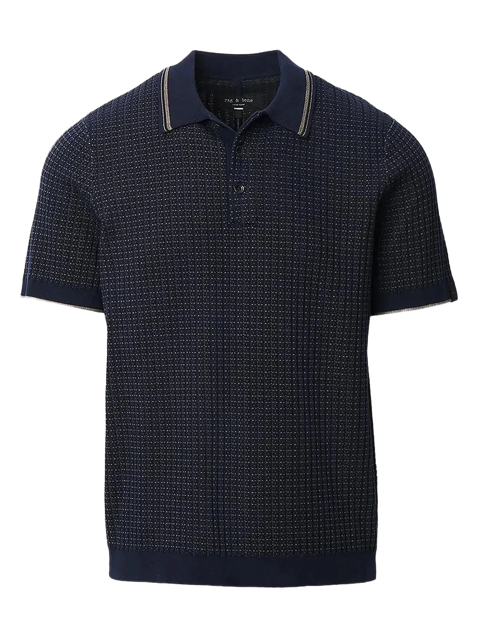 Men's Harvey Rib-Knit Cotton-Blend Polo Shirt Men's Harvey Rib-Knit Cotton-Blend Polo Shirt