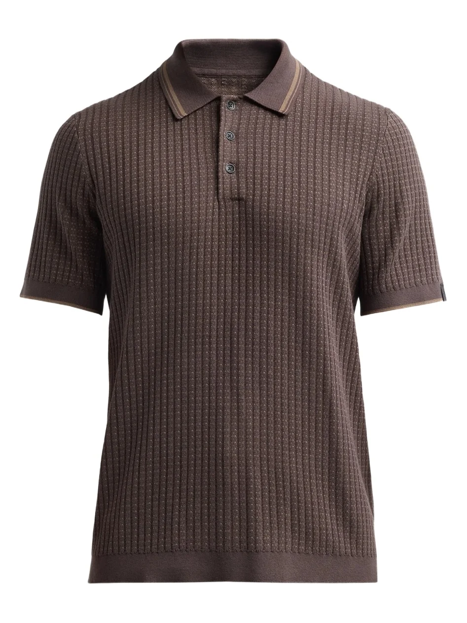 Men's Harvey Rib-Knit Cotton-Blend Polo Shirt Men's Harvey Rib-Knit Cotton-Blend Polo Shirt