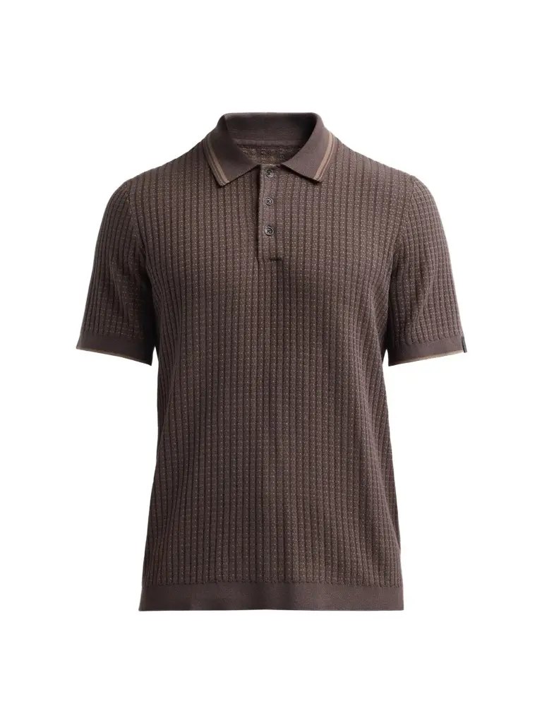 rag & bone Men's Harvey Rib-Knit Cotton-Blend Polo Shirt
