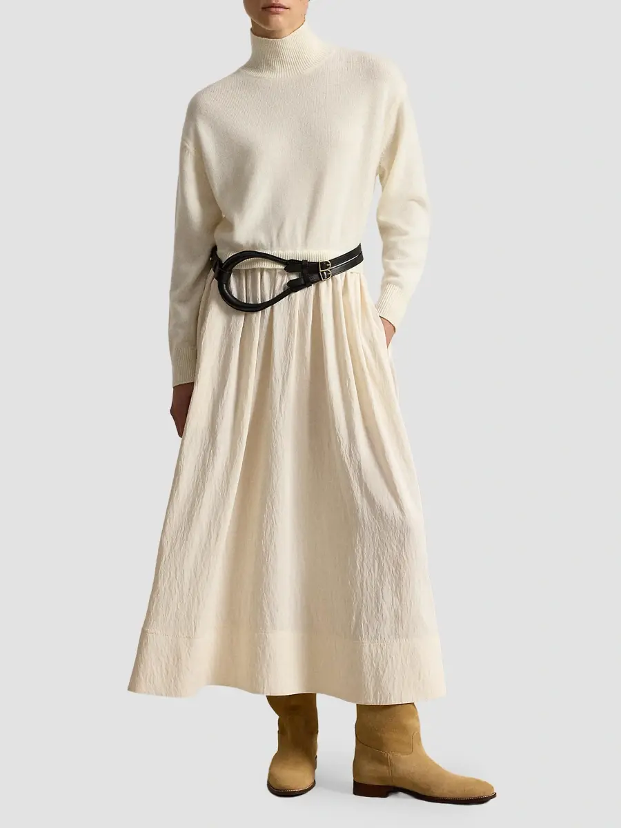 Polo Ralph Lauren Women's Wool & Crepe Maxi Dress | Thumbnail 2 Polo Ralph Lauren Women's Wool & Crepe Maxi Dress | Thumbnail 2