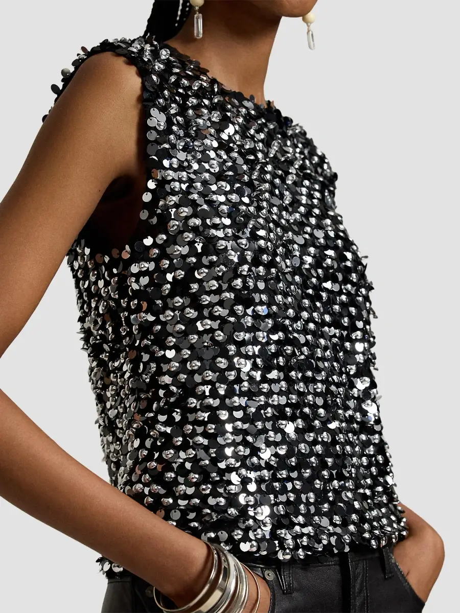 Polo Ralph Lauren Women's Sequined Mesh Tank | Thumbnail 5 Polo Ralph Lauren Women's Sequined Mesh Tank | Thumbnail 5