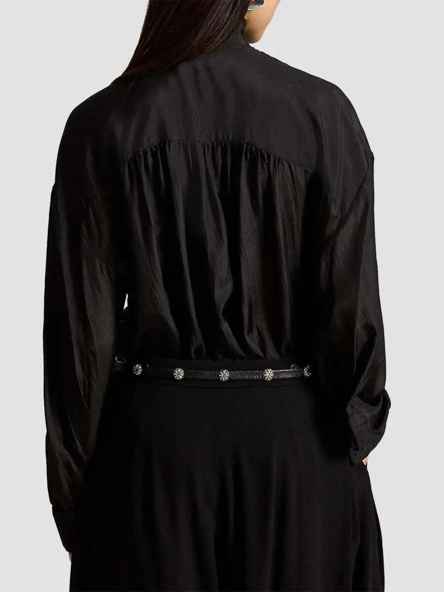Polo Ralph Lauren Women's Silk Habutai Ruffle Shirt | Thumbnail 3 Polo Ralph Lauren Women's Silk Habutai Ruffle Shirt | Thumbnail 3