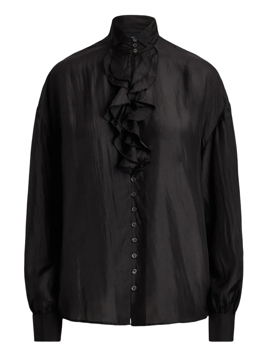 Women's Silk Habutai Ruffle Shirt