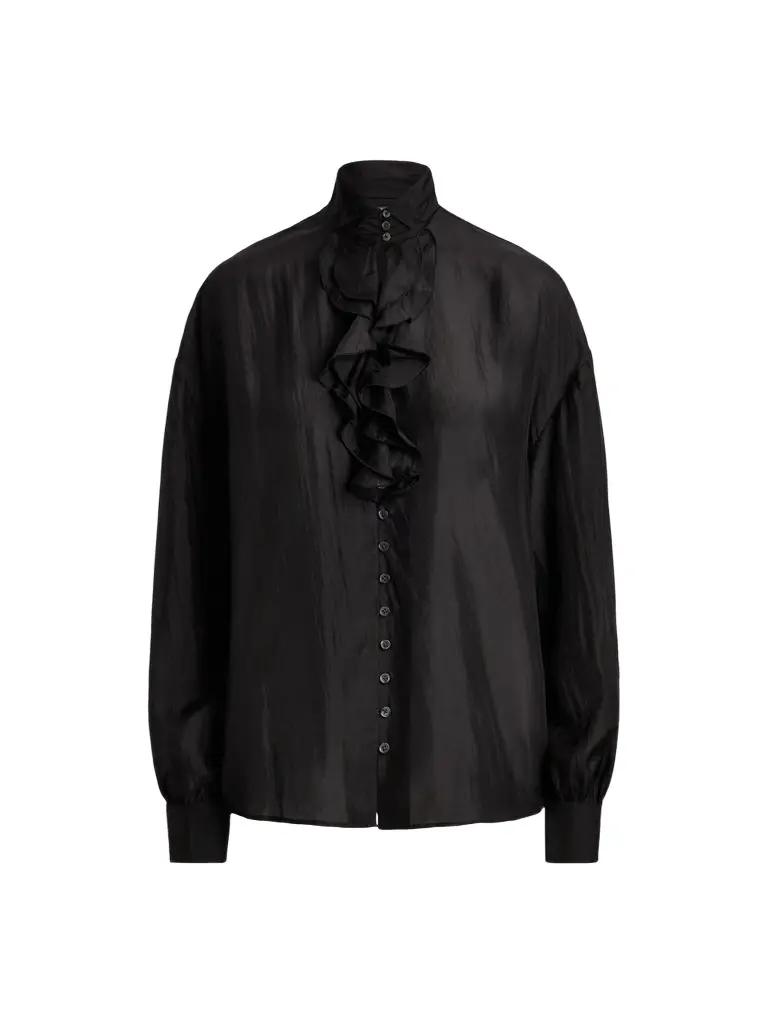 Women's Silk Habutai Ruffle Shirt Women's Silk Habutai Ruffle Shirt