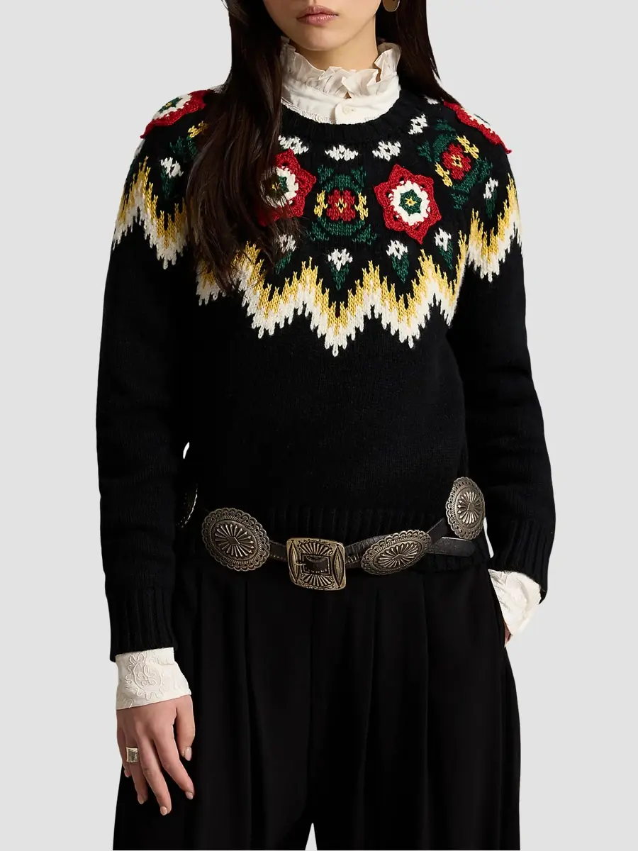 Polo Ralph Lauren Women's Fair-Isle-Inspired Wool-Cotton Sweater | Thumbnail 4 Polo Ralph Lauren Women's Fair-Isle-Inspired Wool-Cotton Sweater | Thumbnail 4