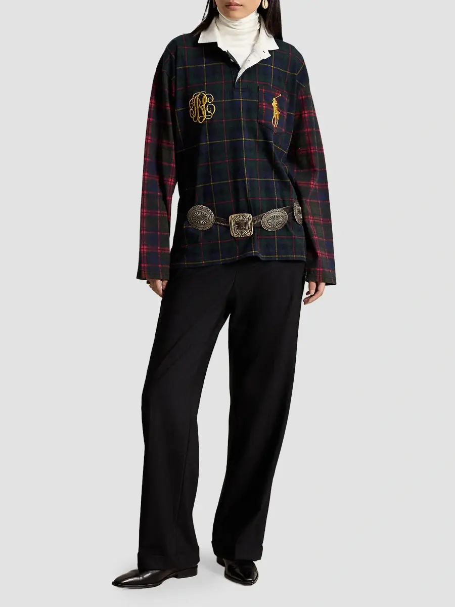 Polo Ralph Lauren Women's Logo Plaid Cotton Rugby Shirt | Thumbnail 2 Polo Ralph Lauren Women's Logo Plaid Cotton Rugby Shirt | Thumbnail 2