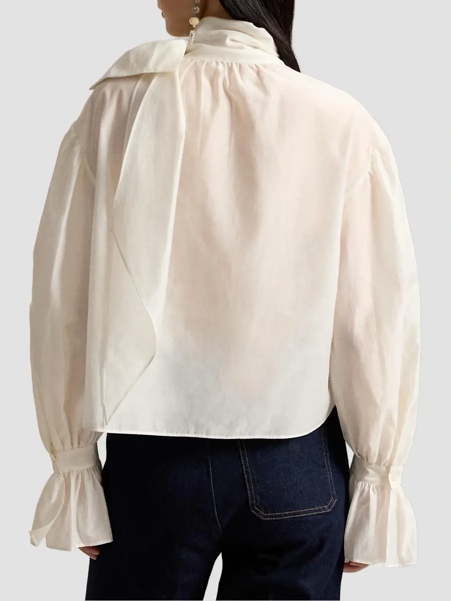 Polo Ralph Lauren Women's Tiieneck Cotton-Silk Organdy Shirt | Thumbnail 3 Polo Ralph Lauren Women's Tiieneck Cotton-Silk Organdy Shirt | Thumbnail 3