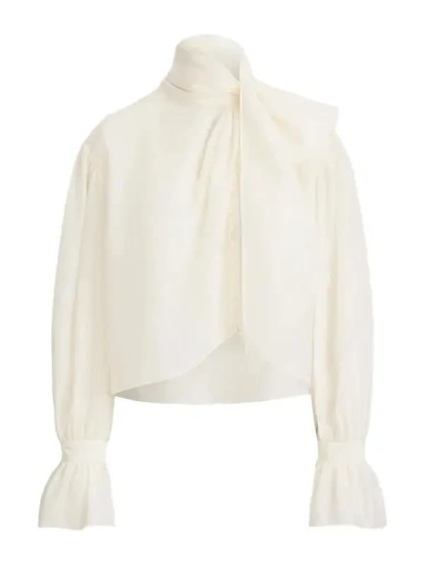 Women's Tiieneck Cotton-Silk Organdy Shirt