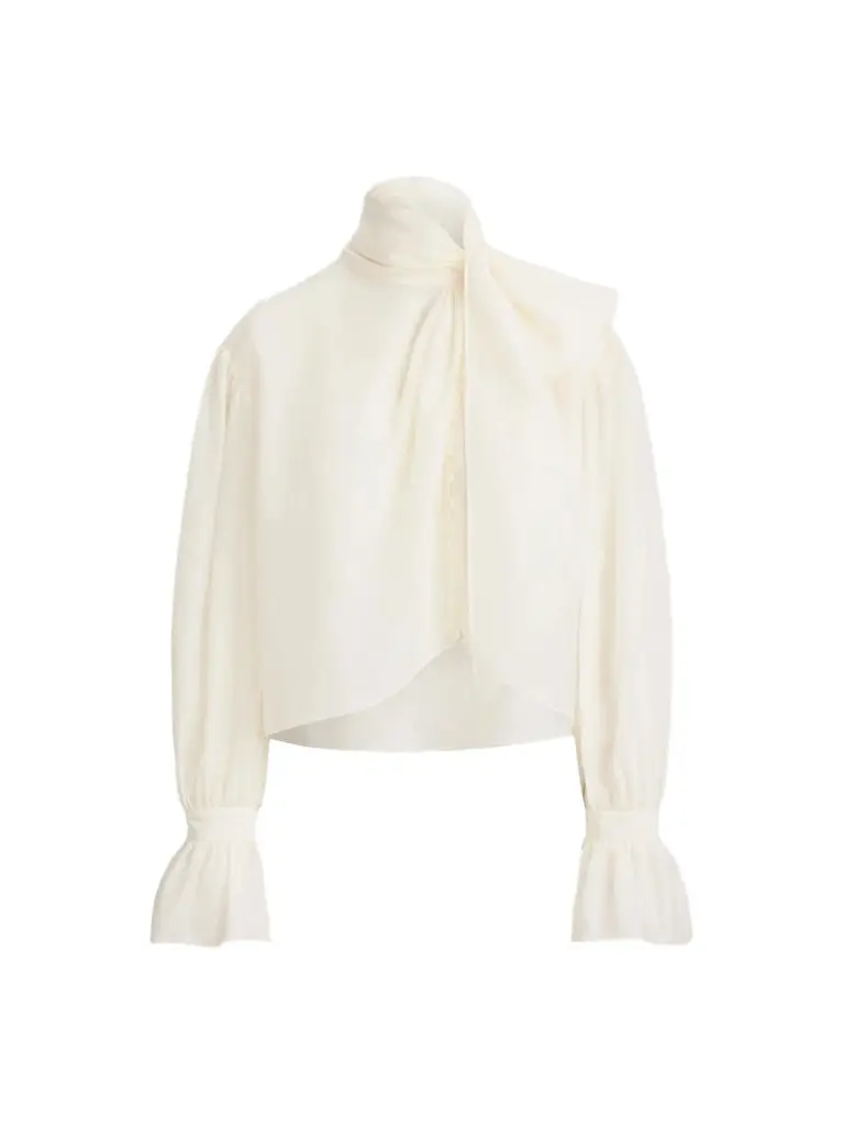 Polo Ralph Lauren Women's Tiieneck Cotton-Silk Organdy Shirt