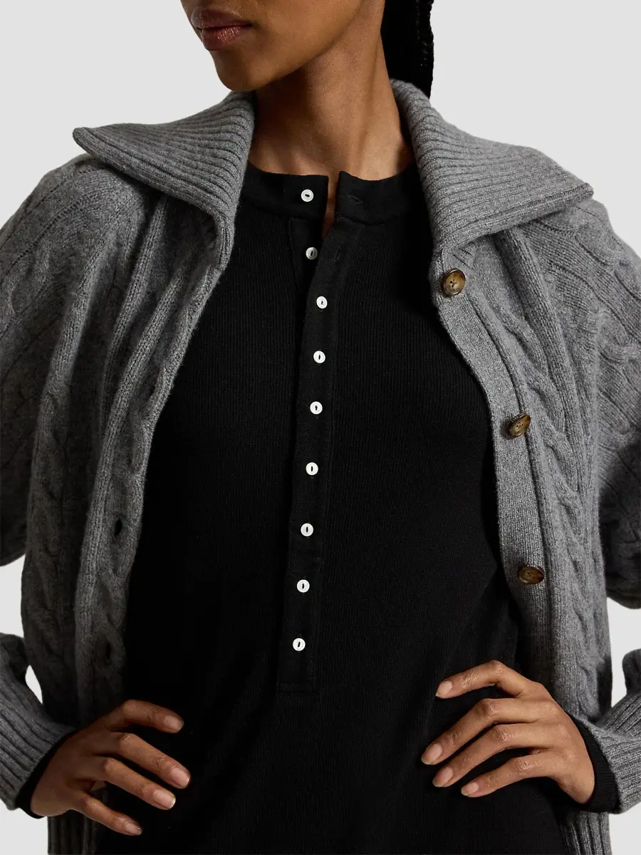 Polo Ralph Lauren Women's Wool-Blend Rib-Knit Henley Midi Dress | Thumbnail 5 Polo Ralph Lauren Women's Wool-Blend Rib-Knit Henley Midi Dress | Thumbnail 5