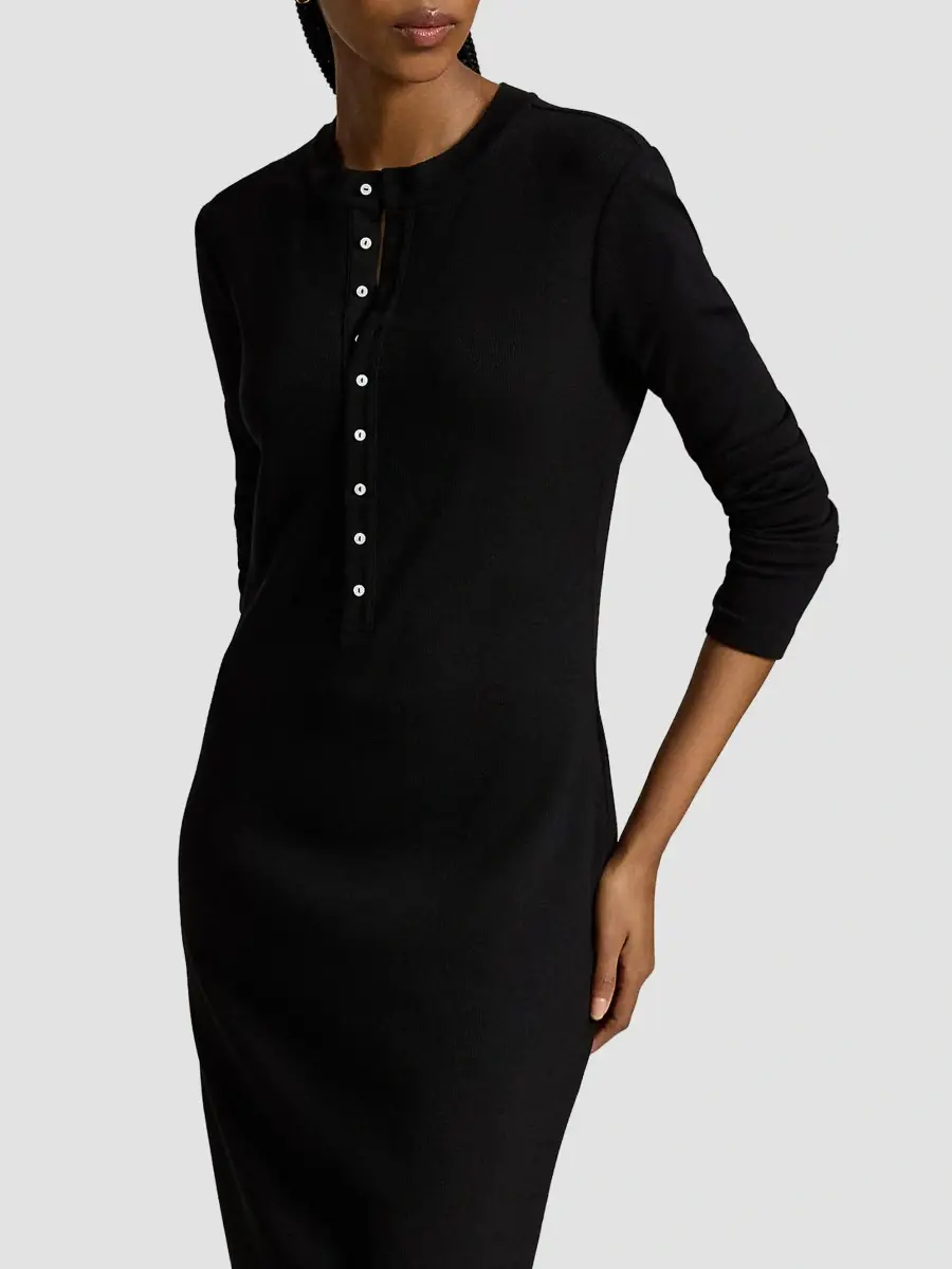 Polo Ralph Lauren Women's Wool-Blend Rib-Knit Henley Midi Dress | Thumbnail 6 Polo Ralph Lauren Women's Wool-Blend Rib-Knit Henley Midi Dress | Thumbnail 6