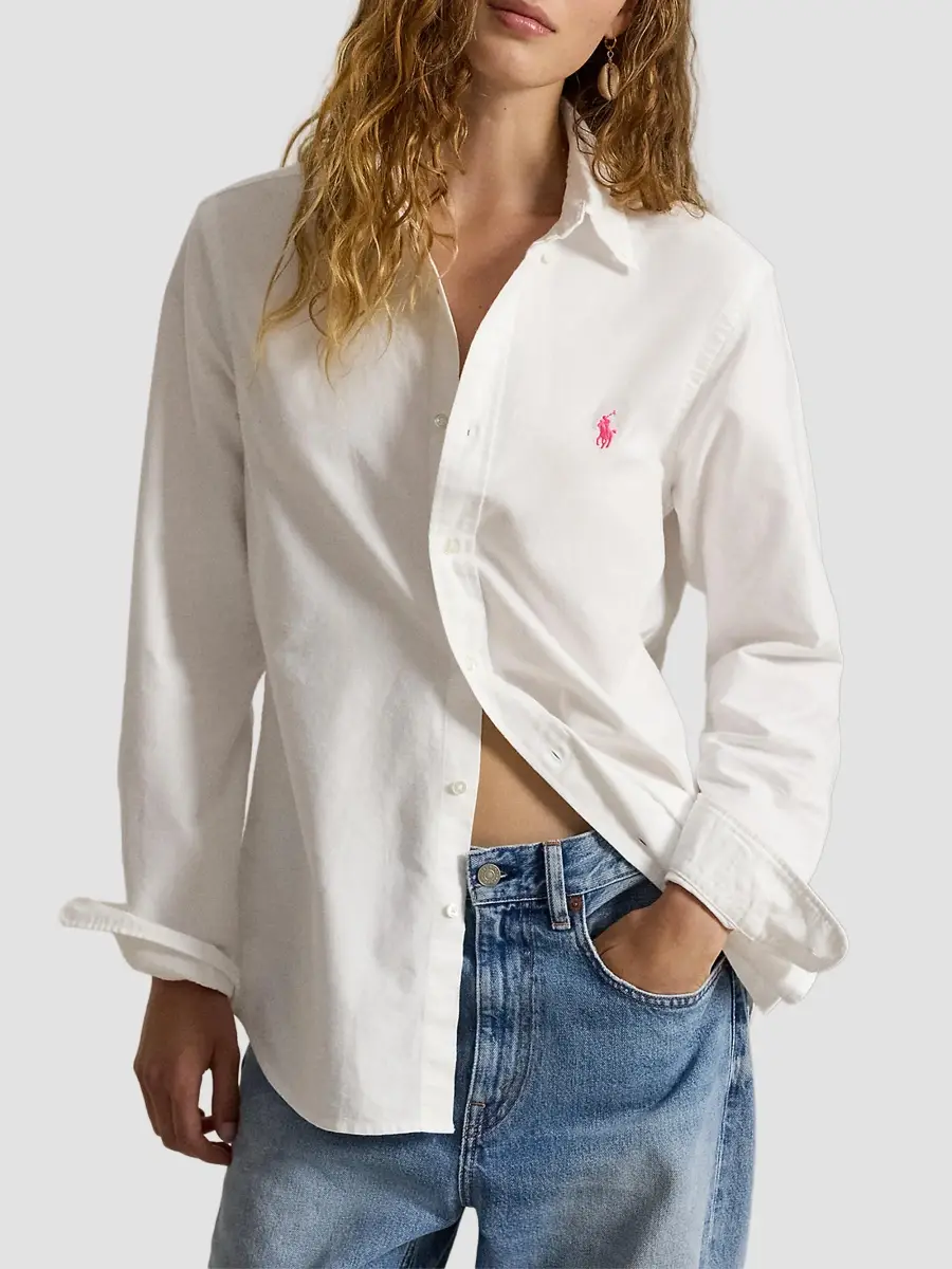 Polo Ralph Lauren Women's Pink Pony Cotton Oxford Button-Front Shirt | Thumbnail 2