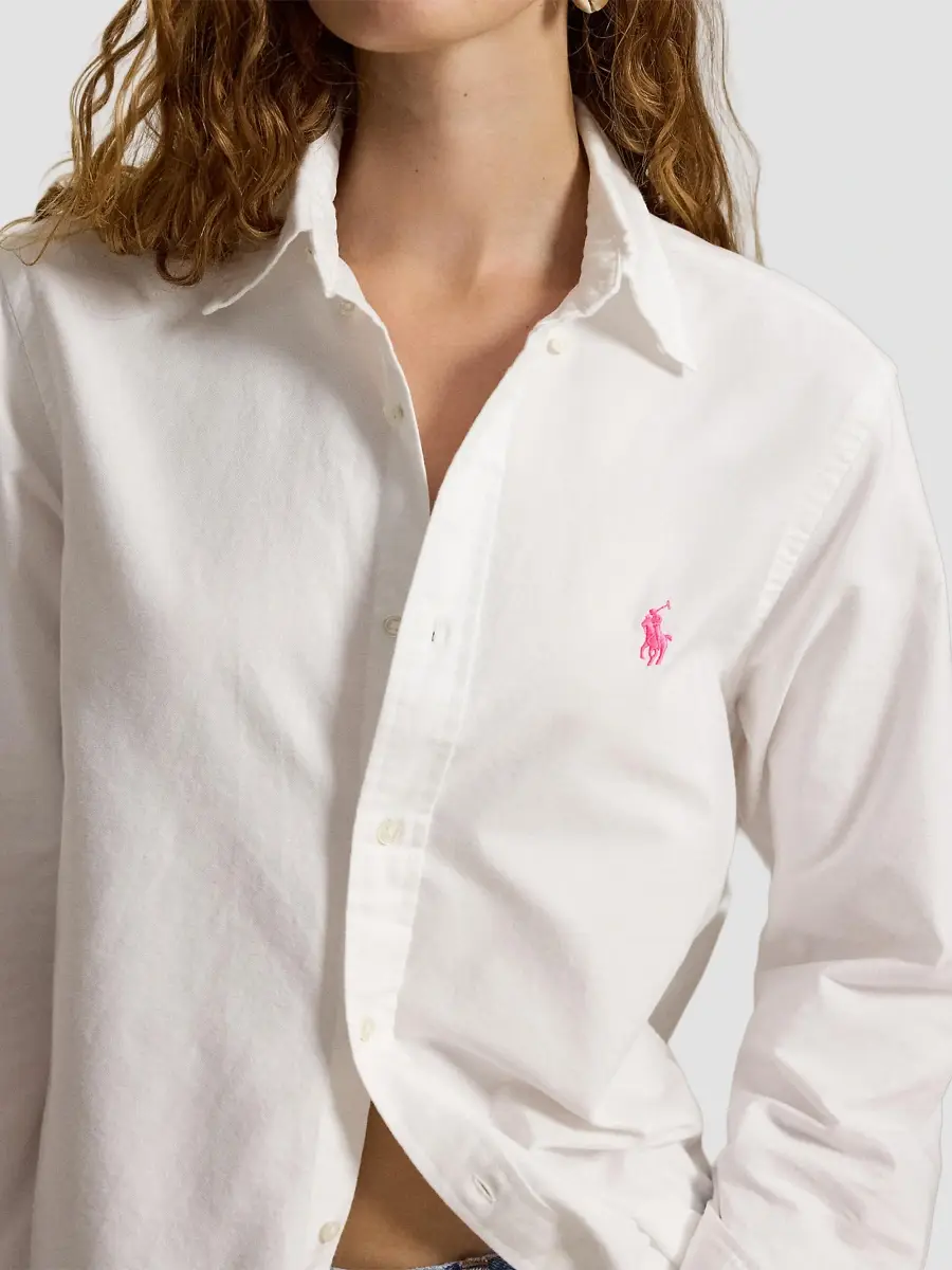 Polo Ralph Lauren Women's Pink Pony Cotton Oxford Button-Front Shirt | Thumbnail 4
