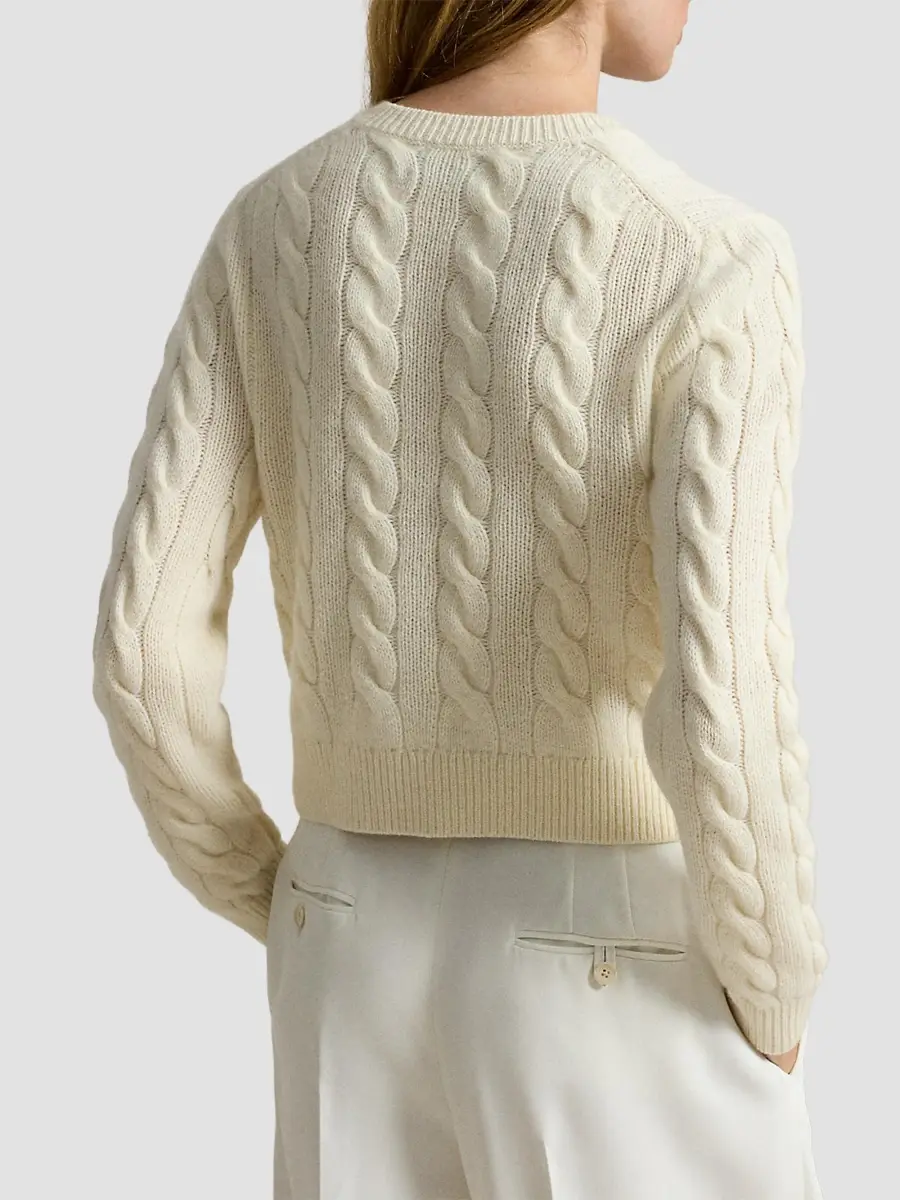 Polo Ralph Lauren Women's Cable-Knit Wool-Cashmere Crop Cardigan | Thumbnail 3 Polo Ralph Lauren Women's Cable-Knit Wool-Cashmere Crop Cardigan | Thumbnail 3
