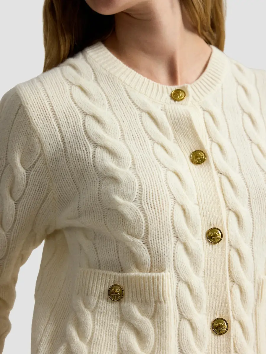 Polo Ralph Lauren Women's Cable-Knit Wool-Cashmere Crop Cardigan | Thumbnail 4 Polo Ralph Lauren Women's Cable-Knit Wool-Cashmere Crop Cardigan | Thumbnail 4