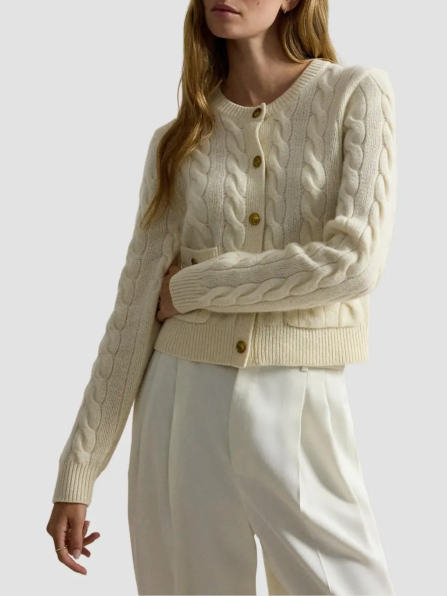 Polo Ralph Lauren Women's Cable-Knit Wool-Cashmere Crop Cardigan | Thumbnail 5 Polo Ralph Lauren Women's Cable-Knit Wool-Cashmere Crop Cardigan | Thumbnail 5