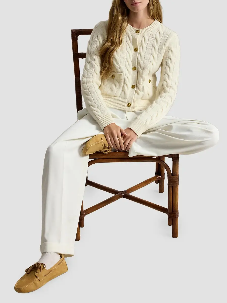 Polo Ralph Lauren Women's Cable-Knit Wool-Cashmere Crop Cardigan | Thumbnail 6 Polo Ralph Lauren Women's Cable-Knit Wool-Cashmere Crop Cardigan | Thumbnail 6