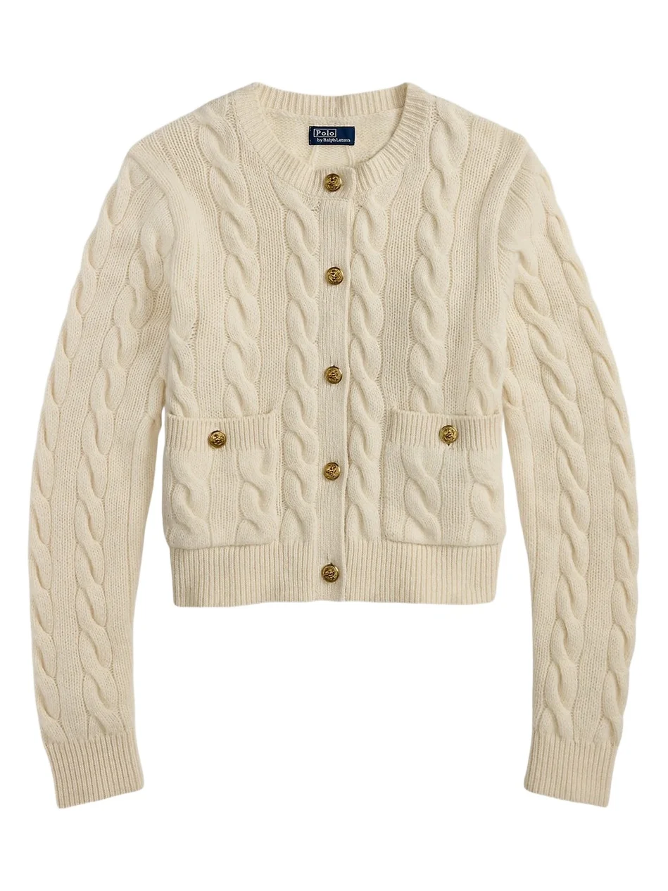 Women's Cable-Knit Wool-Cashmere Crop Cardigan Women's Cable-Knit Wool-Cashmere Crop Cardigan