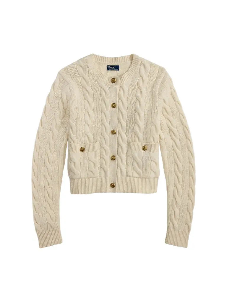Women's Cable-Knit Wool-Cashmere Crop Cardigan Women's Cable-Knit Wool-Cashmere Crop Cardigan