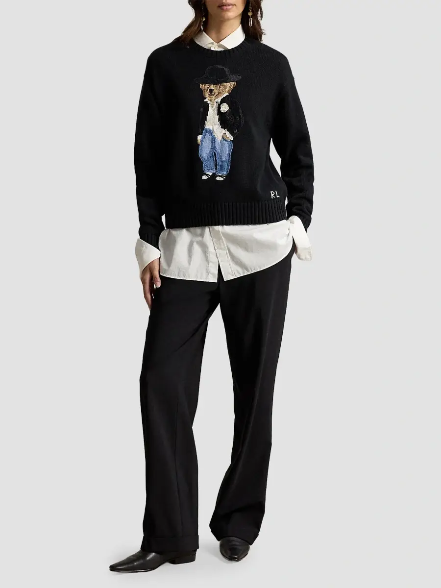 Polo Ralph Lauren Women's Holiday Polo Bear Motif Cotton Sweater | Thumbnail 2 Polo Ralph Lauren Women's Holiday Polo Bear Motif Cotton Sweater | Thumbnail 2