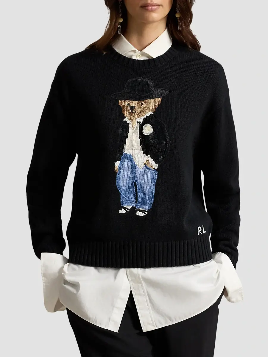 Polo Ralph Lauren Women's Holiday Polo Bear Motif Cotton Sweater | Thumbnail 4 Polo Ralph Lauren Women's Holiday Polo Bear Motif Cotton Sweater | Thumbnail 4
