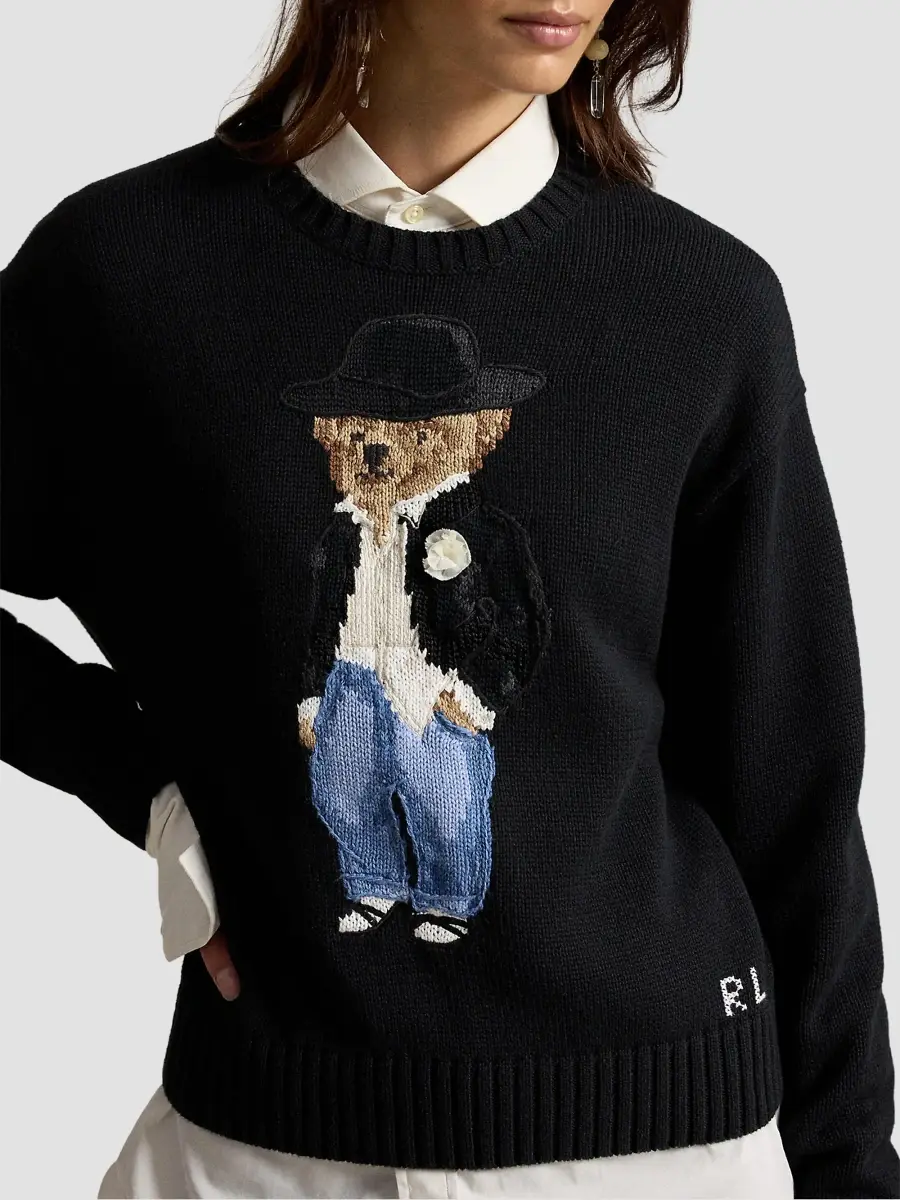 Polo Ralph Lauren Women's Holiday Polo Bear Motif Cotton Sweater | Thumbnail 5 Polo Ralph Lauren Women's Holiday Polo Bear Motif Cotton Sweater | Thumbnail 5