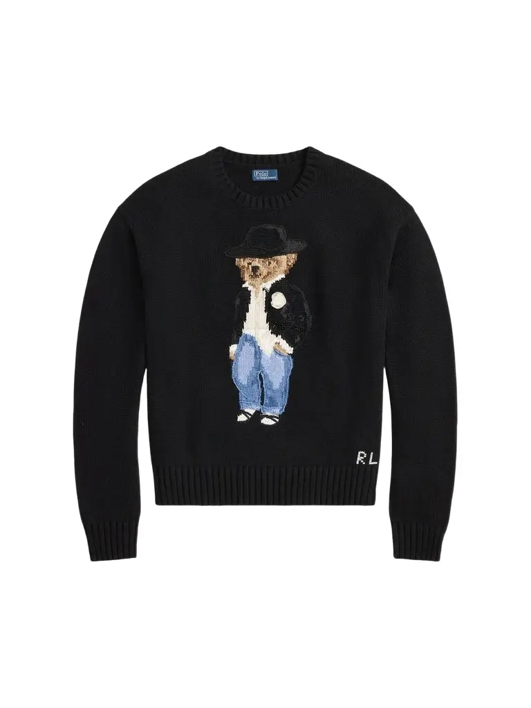 Polo Ralph Lauren Women's Holiday Polo Bear Motif Cotton Sweater