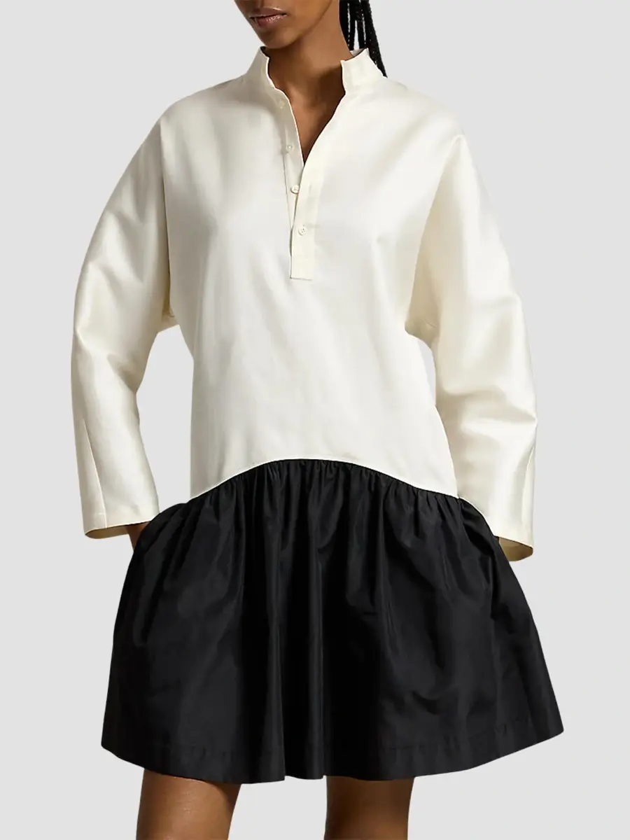 Polo Ralph Lauren Women's Two-Tone Cotton-Silk Taffeta Mini Dress | Thumbnail 4 Polo Ralph Lauren Women's Two-Tone Cotton-Silk Taffeta Mini Dress | Thumbnail 4