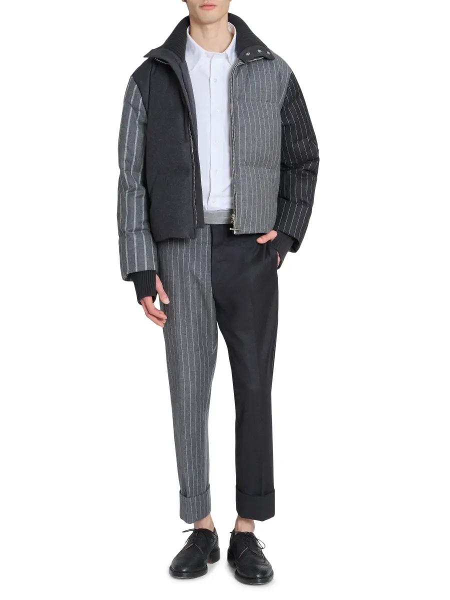 Thom Browne Men's Chalk Striped Flannel Down Jacket | Thumbnail 2