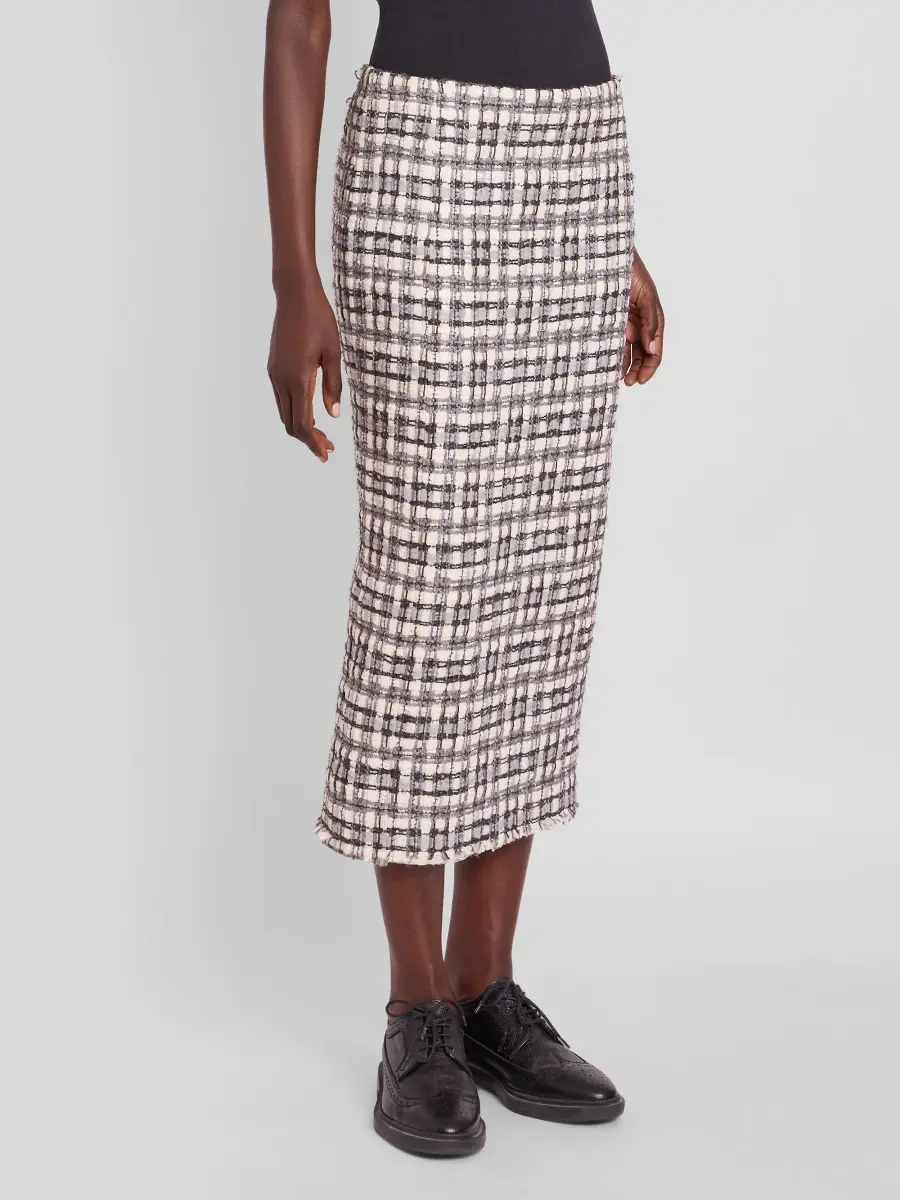 Thom Browne Women's Tweed Low-Rise Pencil Midi Skirt | Thumbnail 4 Thom Browne Women's Tweed Low-Rise Pencil Midi Skirt | Thumbnail 4