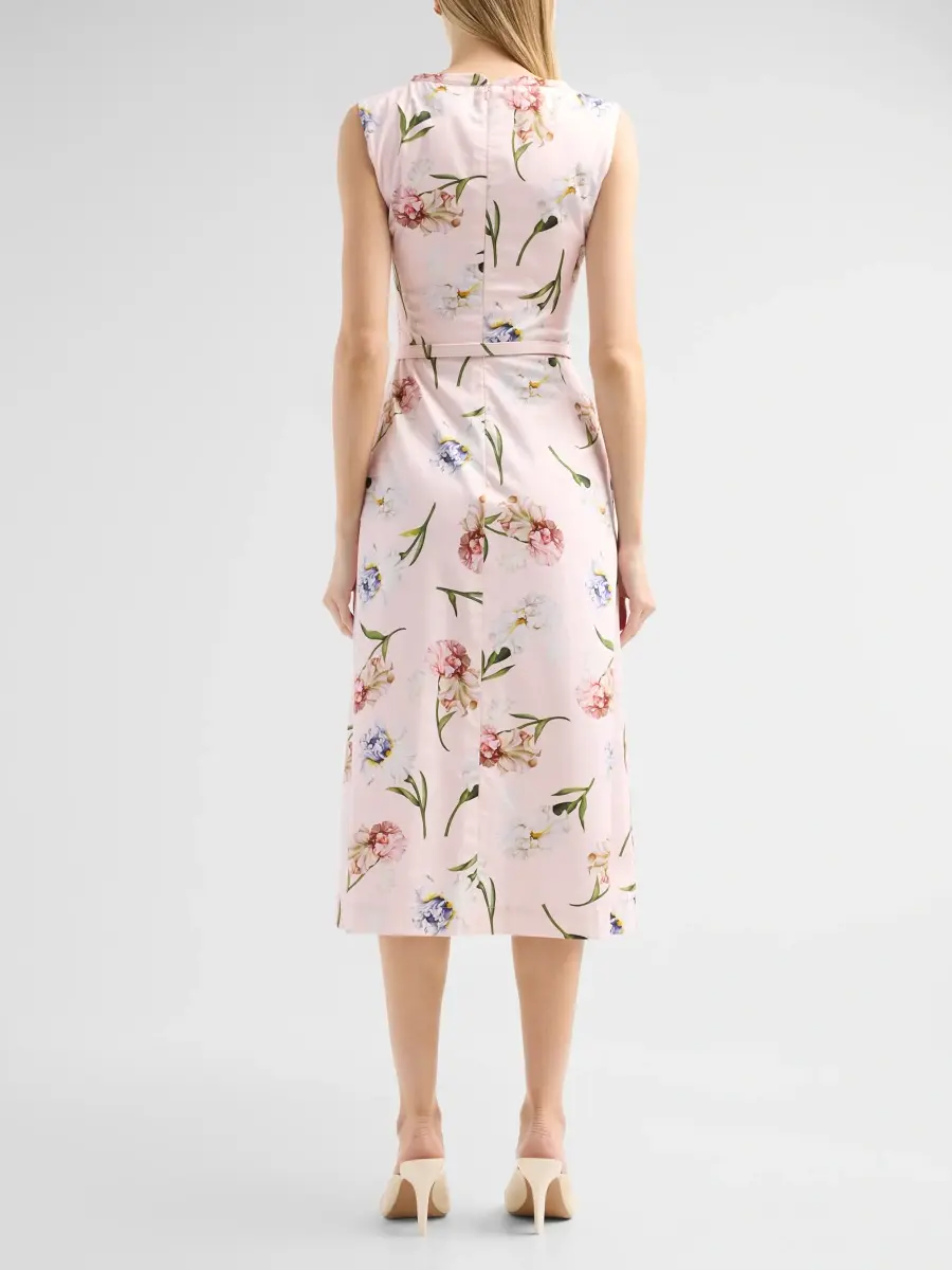 Oscar de la Renta Women's Resort Painted Iris Poplin Day Dress | Thumbnail 3