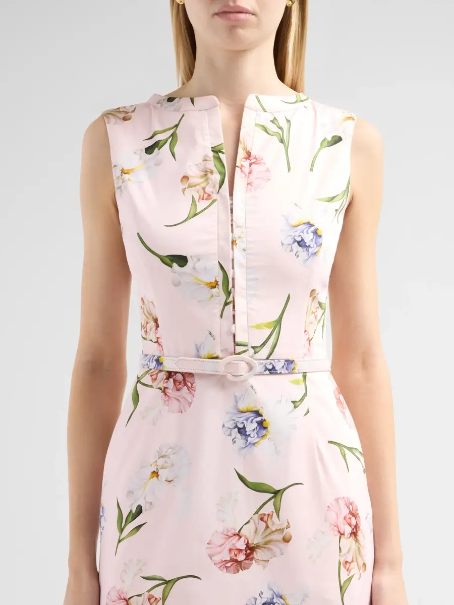 Oscar de la Renta Women's Resort Painted Iris Poplin Day Dress | Thumbnail 5