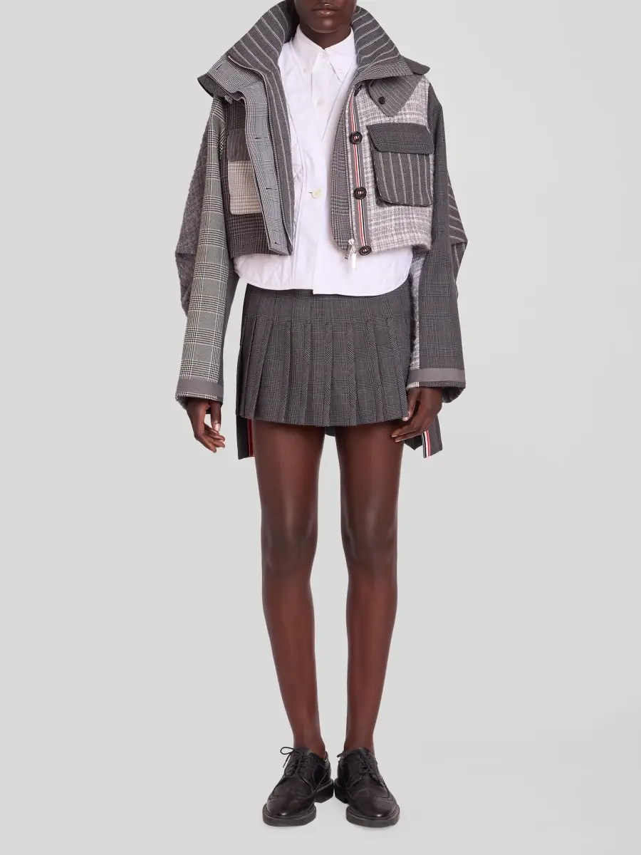 Thom Browne Women's Plaid Virgin-Wool Removable Hood Crop Parka | Thumbnail 2 Thom Browne Women's Plaid Virgin-Wool Removable Hood Crop Parka | Thumbnail 2