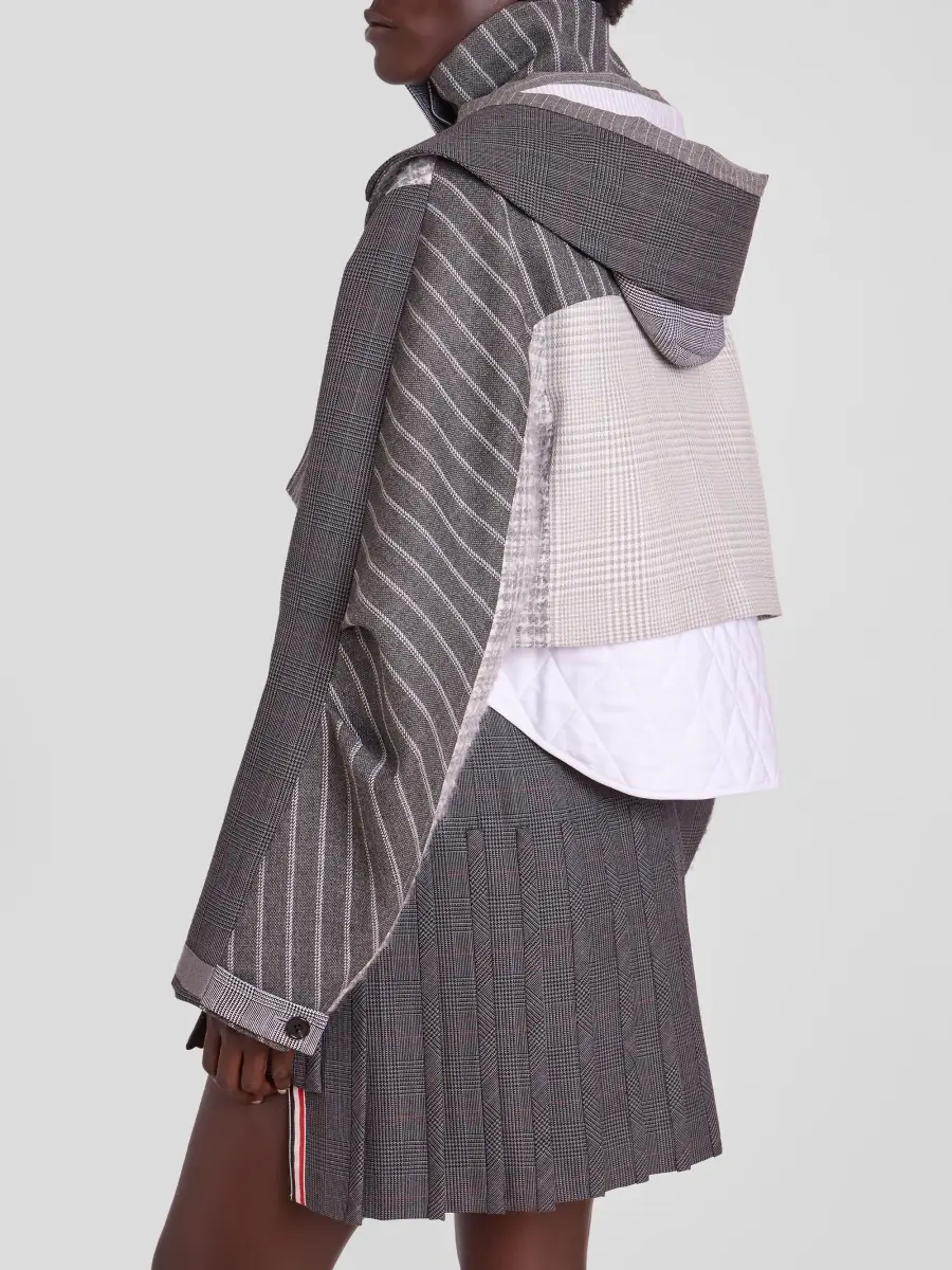 Thom Browne Women's Plaid Virgin-Wool Removable Hood Crop Parka | Thumbnail 5 Thom Browne Women's Plaid Virgin-Wool Removable Hood Crop Parka | Thumbnail 5