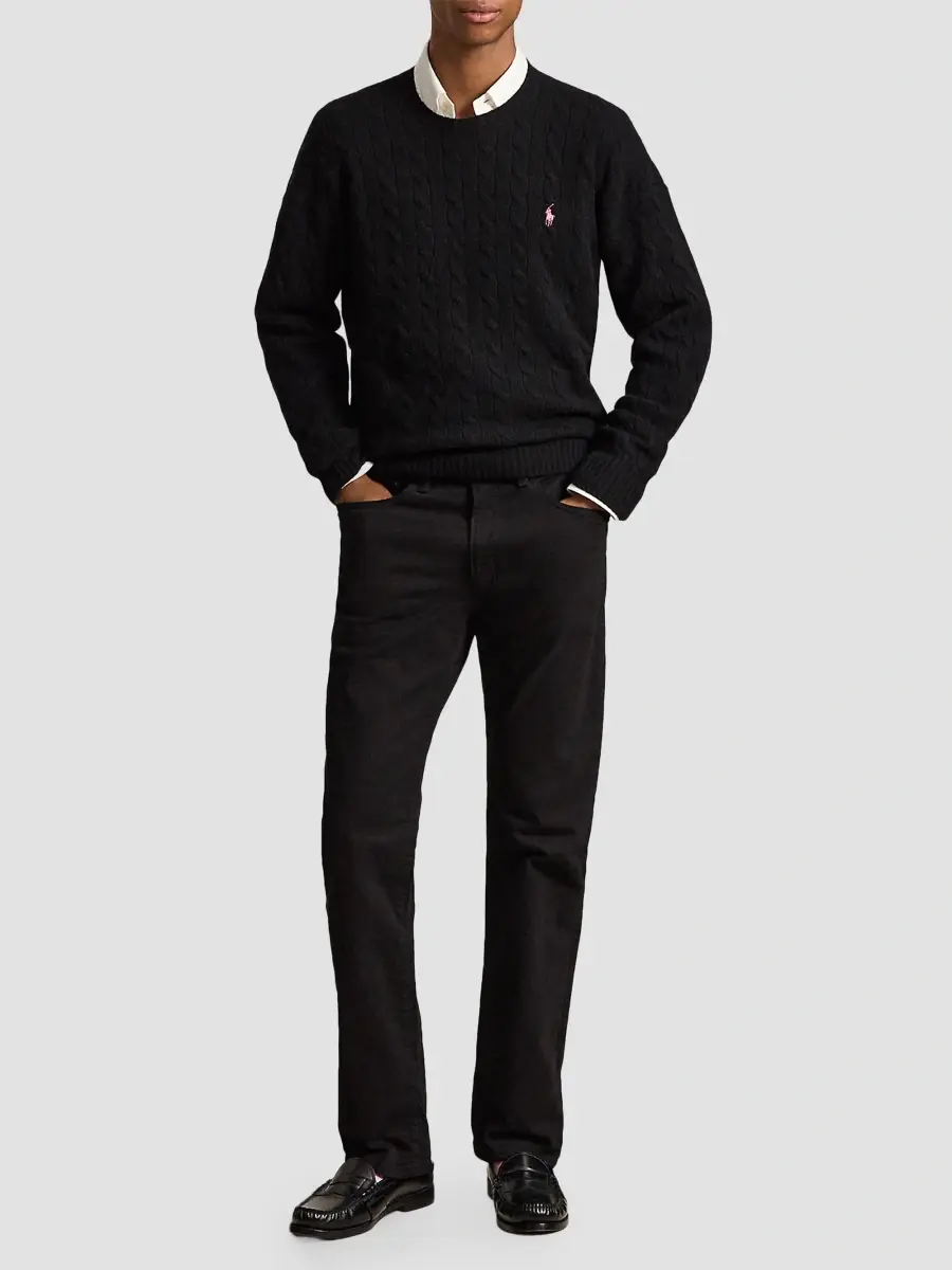 Polo Ralph Lauren Men's Pink Pony Cable-Knit Sweater | Thumbnail 2 Polo Ralph Lauren Men's Pink Pony Cable-Knit Sweater | Thumbnail 2