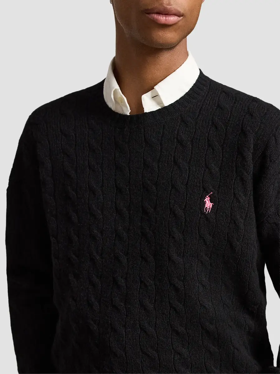 Polo Ralph Lauren Men's Pink Pony Cable-Knit Sweater | Thumbnail 5 Polo Ralph Lauren Men's Pink Pony Cable-Knit Sweater | Thumbnail 5