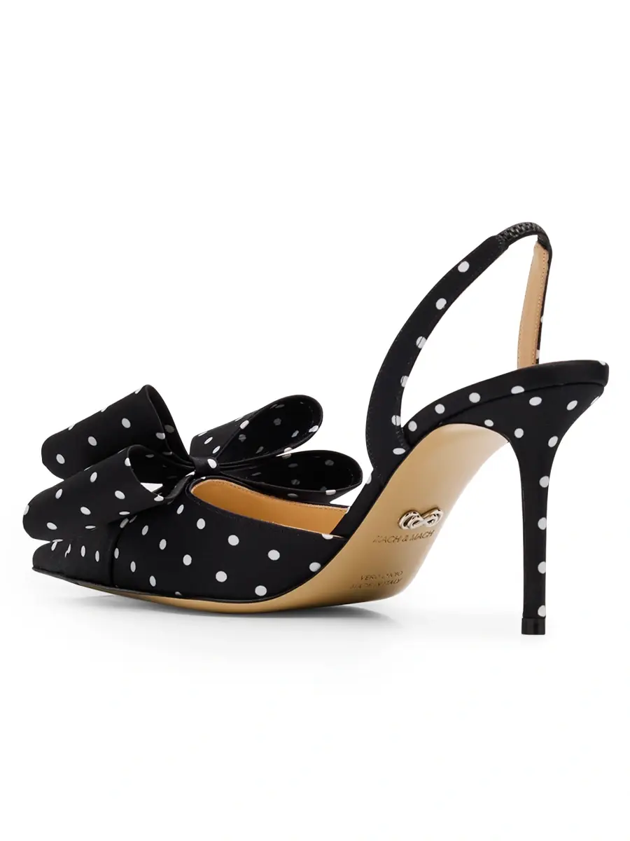 Mach & Mach Women's Le Cadeau 85MM Polka Dot Satin Singback Pumps | Thumbnail 4