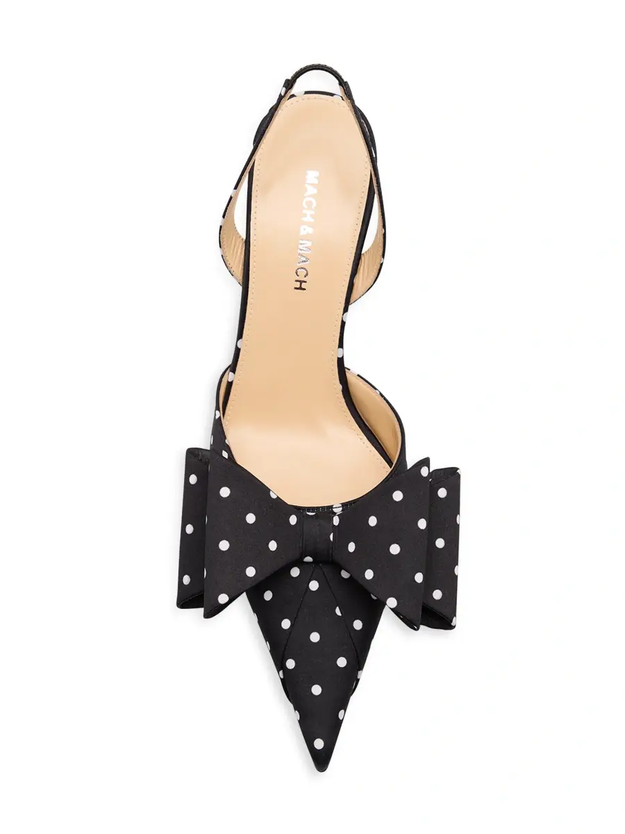 Mach & Mach Women's Le Cadeau 85MM Polka Dot Satin Singback Pumps | Thumbnail 5