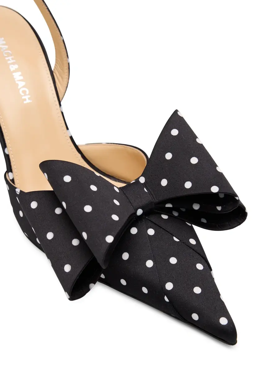 Mach & Mach Women's Le Cadeau 85MM Polka Dot Satin Singback Pumps | Thumbnail 6