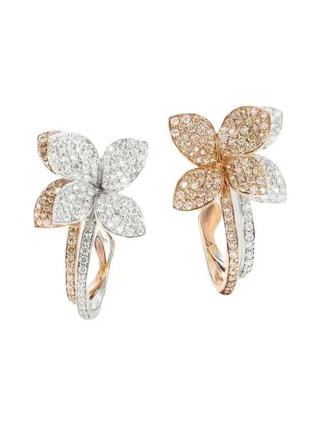 Women's Petit Garden Two-Tone 18K Gold & 2.54 TCW Diamond Floral Hoop Earrings