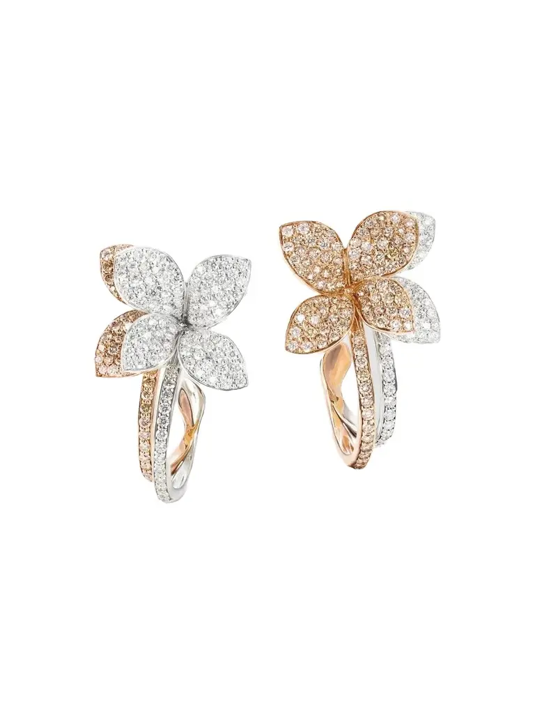 Women's Petit Garden Two-Tone 18K Gold & 2.54 TCW Diamond Floral Hoop Earrings Women's Petit Garden Two-Tone 18K Gold & 2.54 TCW Diamond Floral Hoop Earrings