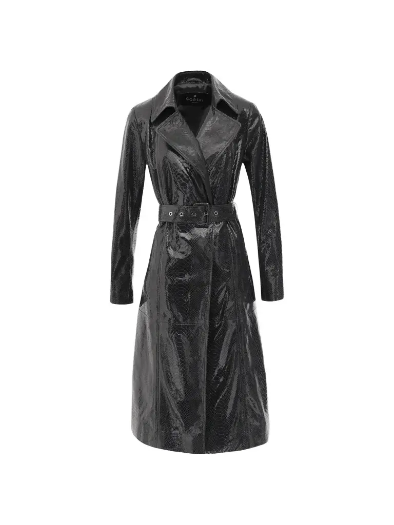Gorski Women's Metis Suede Python Printed Belted Trench Coat