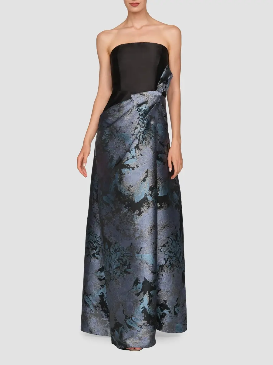 Kay Unger Women's Eva Dauphine Jacquard Asymmetic Gown | Thumbnail 2