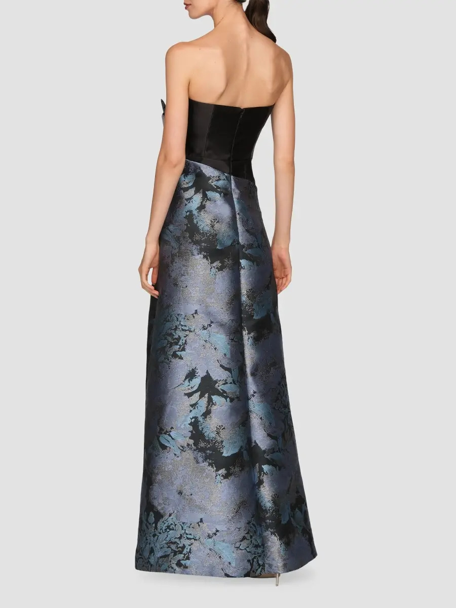 Kay Unger Women's Eva Dauphine Jacquard Asymmetic Gown | Thumbnail 3