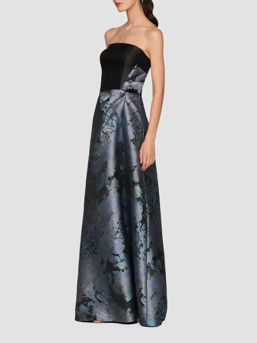 Kay Unger Women's Eva Dauphine Jacquard Asymmetic Gown | Thumbnail 5