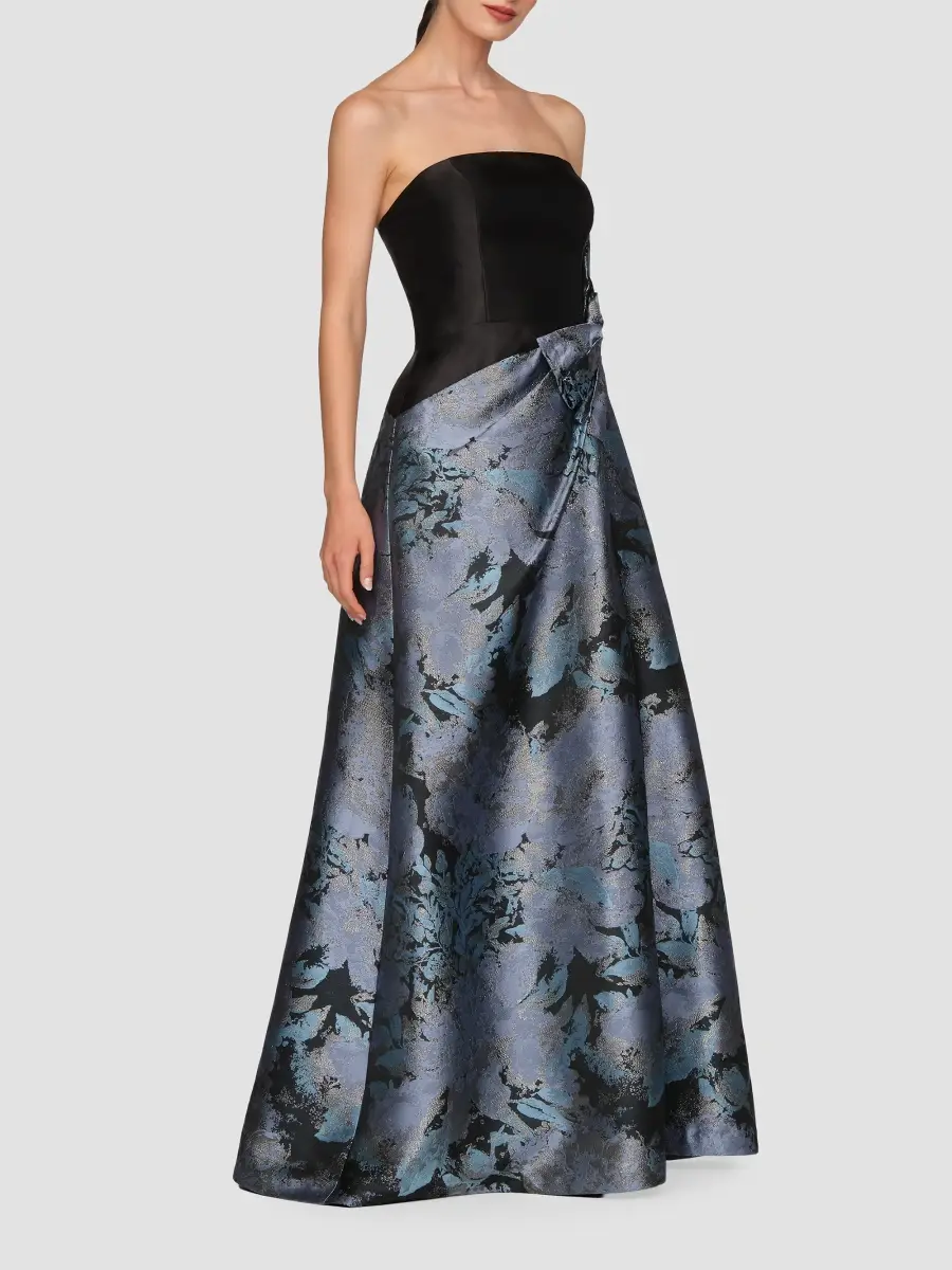 Kay Unger Women's Eva Dauphine Jacquard Asymmetic Gown | Thumbnail 6