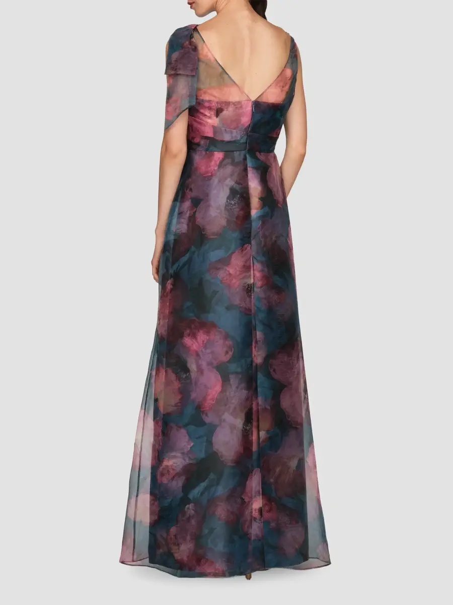 Kay Unger Women's Jocelyn Poppy Print Chiffon A-Line Gown | Thumbnail 3 Kay Unger Women's Jocelyn Poppy Print Chiffon A-Line Gown | Thumbnail 3